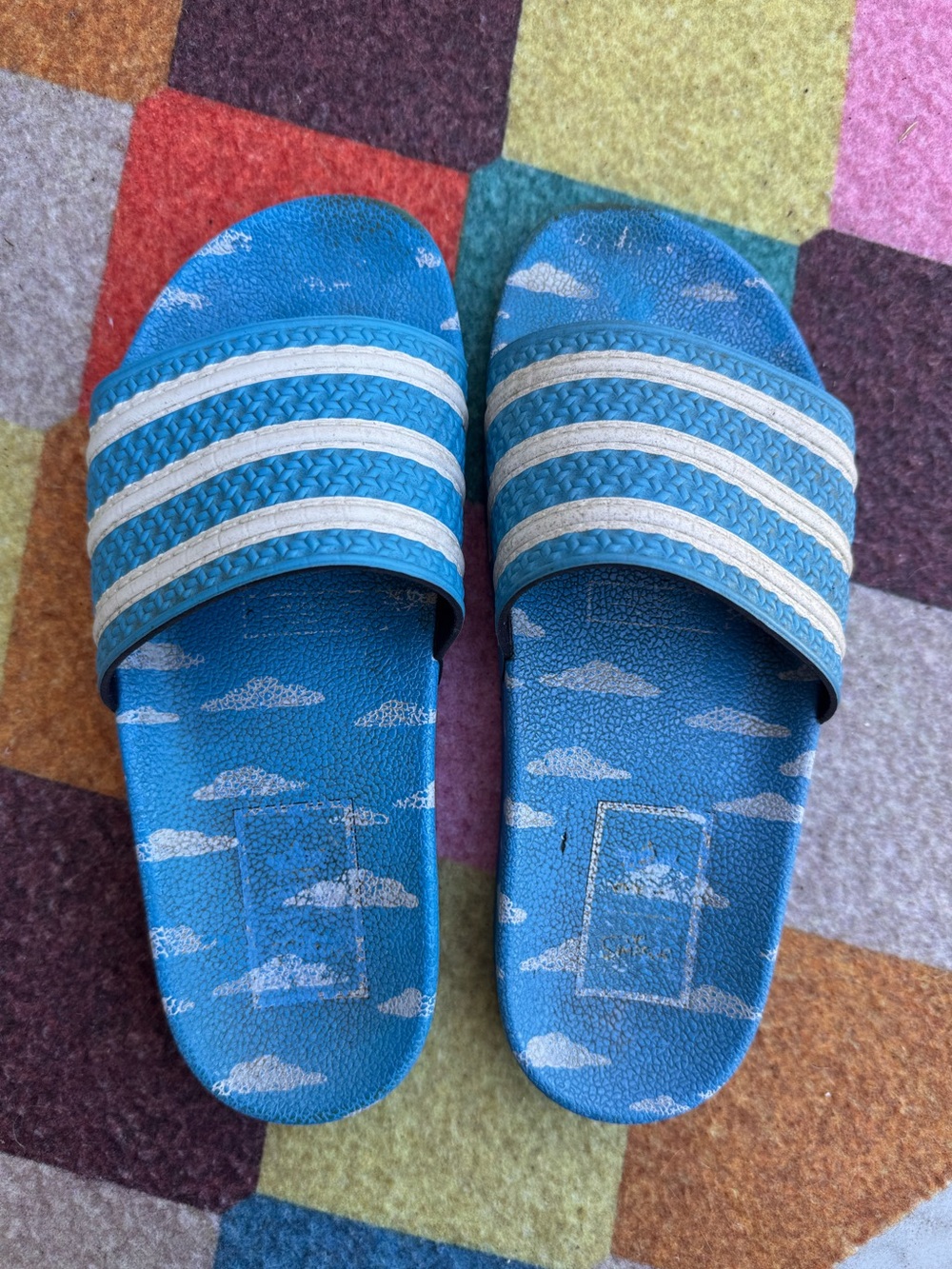 adidas x The Simpsons Adilette Clouds Blue White Slides GZ3690 Size 7Y / W9